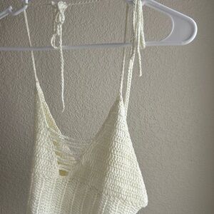 Cream Crochet Halter Top